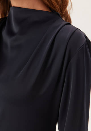 Satin Cowl Neck Midi Dress