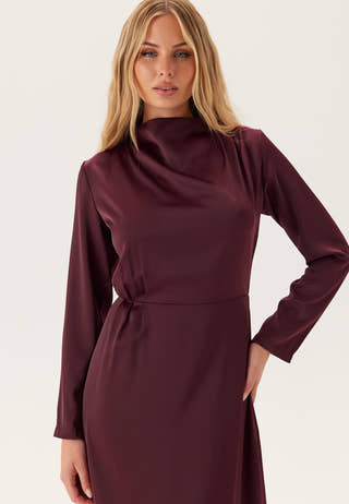 Satin Cowl Neck Midi Dress
