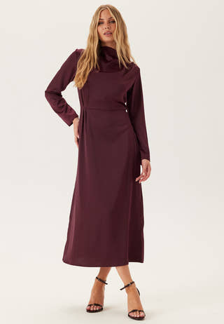 Bubbleroom occasion Satin Cowl Neck Midi Dress Burgundy Red Bubbleroom occasion Satin Cowl Neck Midi Dress Burgundy Red