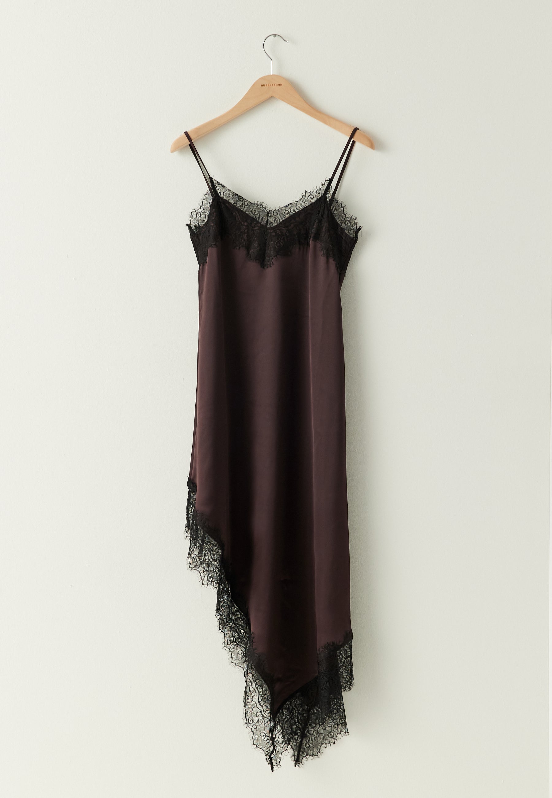 Bubbleroom occasion – Satin Lace Slip Dress – Brown – Brown