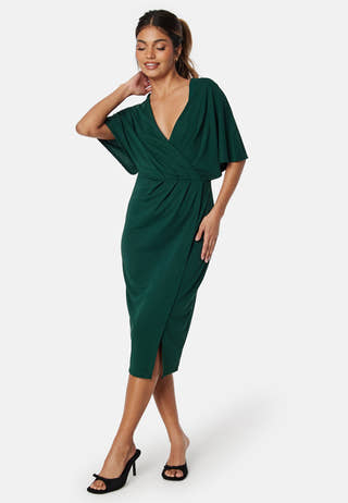 Wrap Slit Midi Dress