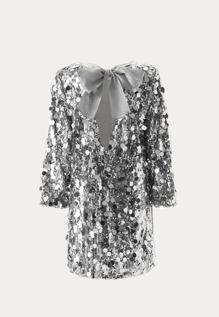 Sequin Bow A-Line Dress