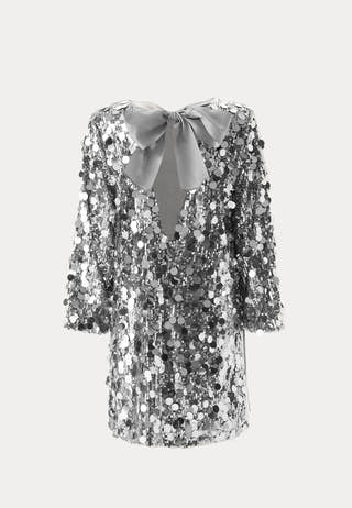 Sequin Bow A-Line Dress