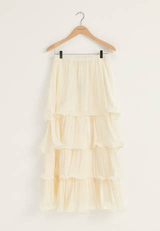 Shimmer Flounce Maxi Skirt