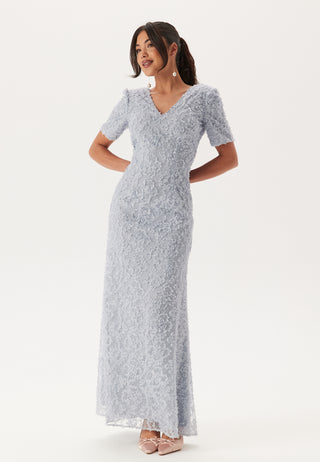 Short Sleeve 3D Floral Gown