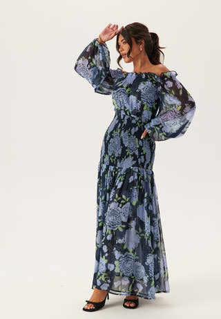 Smock Off Shoulder Maxi Dress