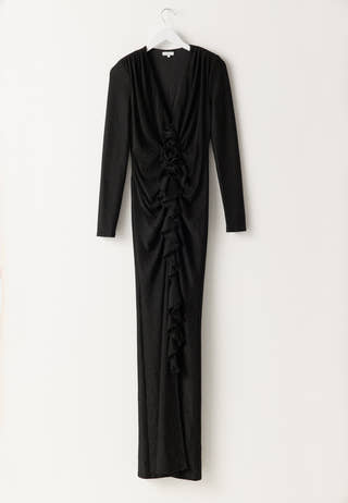 Sparkling Low V-neck  Slit Gown