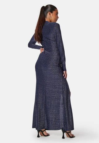 Sparkling Ruched Slit Gown