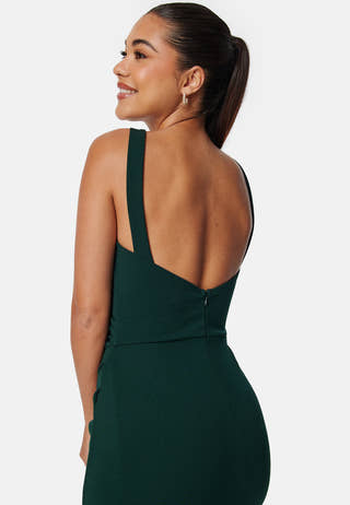 Square neck slit maxi dress