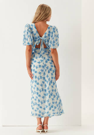 Structured Puff Sleeve Ankle Dress