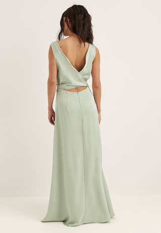 Tie Back Shawl Satin Dress