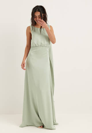 Tie Back Shawl Satin Dress