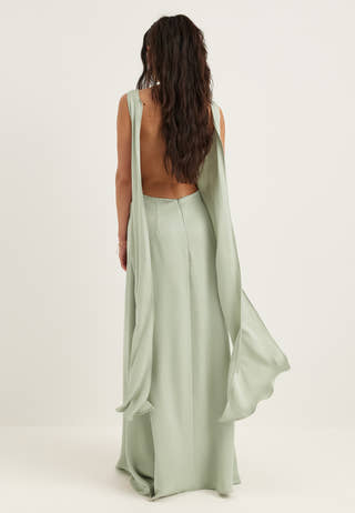 Tie Back Shawl Satin Dress