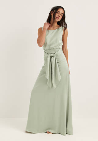 Tie Back Shawl Satin Dress