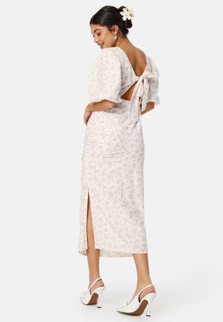 Puff Sleeve Bow Midi Dress