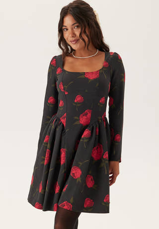 Volume Skirt Long Sleeve Mini Dress