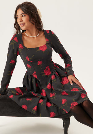 Volume Skirt Long Sleeve Mini Dress