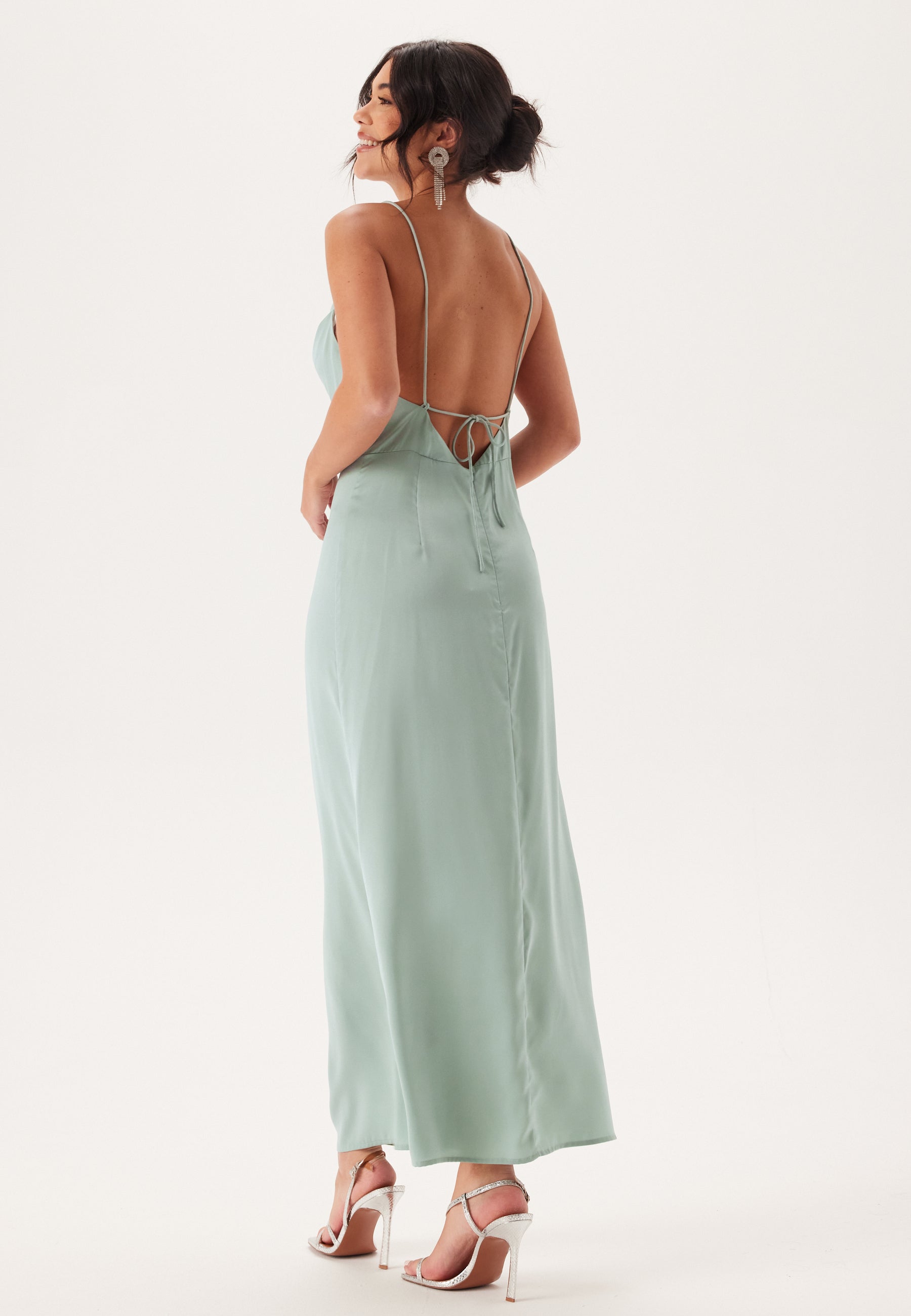 Bubbleroom occasion Waterfall Satin Ankle dress Ball gowns Green Bubbleroom occasion Waterfall Satin Ankle dress Ball gowns Green