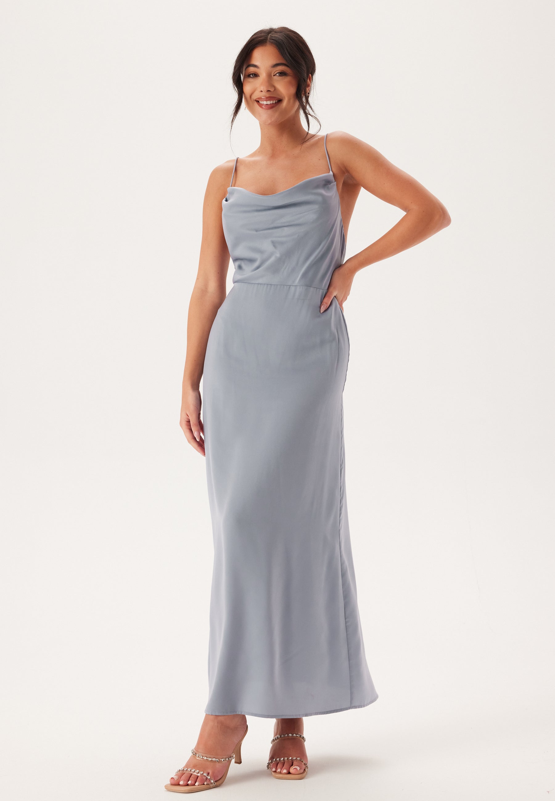 Bubbleroom occasion Waterfall Satin Ankle dress Ball gowns Blue Bubbleroom occasion Waterfall Satin Ankle dress Ball gowns Blue