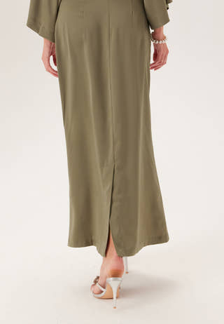 Wide Sleeve Satin Ankle Dress