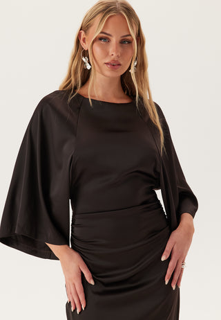Wide Sleeve Satin Ankle Dress