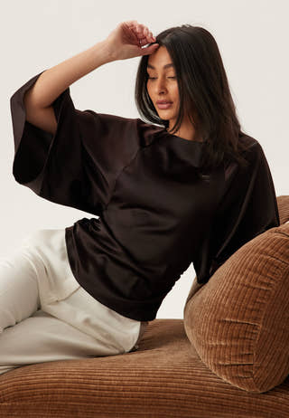 Wide Sleeve Satin Blouse