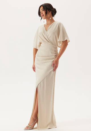formal tan dresses Women's Side Split Evening Dress Deep V-Neck Sleeveless Maxi Long Wedding Guest Dresses Evening Dress Beige : Clothing, Shoes & Jewelry The deep V neckline offers a structured focal point that still feels modest due to its gathered detailing Champagne Pleated Sleeves A-line Formal