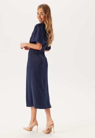 Wrap Satin Midi Dress