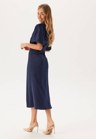 Wrap Satin Midi Dress