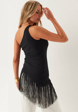 One Shoulder Fringe Top