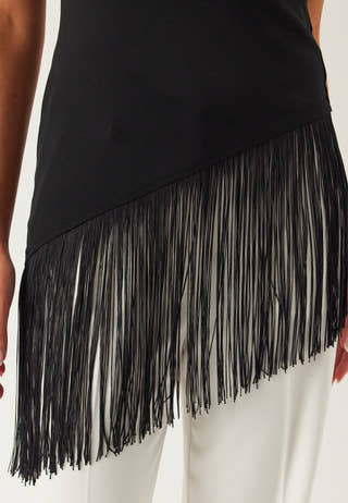One Shoulder Fringe Top
