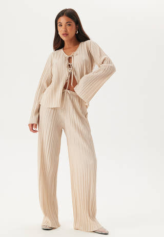 Pleated Tie Cardigan Top