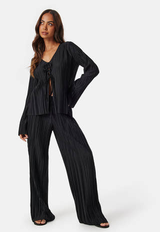 Pleated Tie Cardigan Top