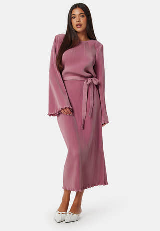 Pleated Tie Midi Dress