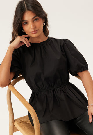 Puff Sleeve Peplum Blouse