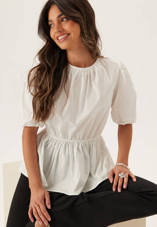 Puff Sleeve Peplum Blouse