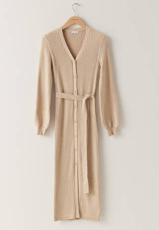 Rib Knitted Cardigan Dress