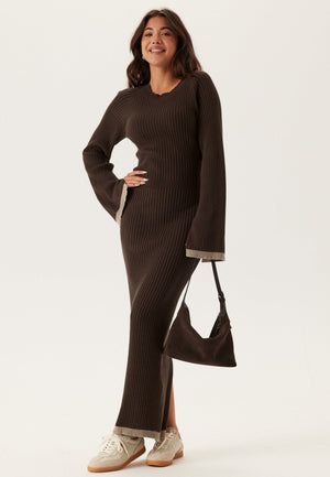 Round Neck Rib Knitted Maxi Dress