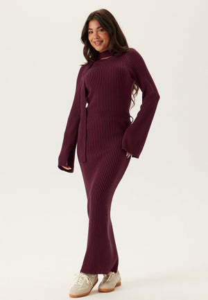 Round Neck Rib Knitted Maxi Dress