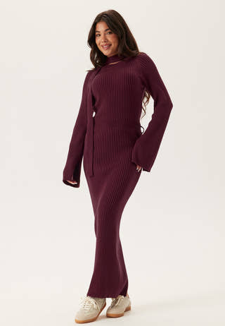 Round Neck Rib Knitted Maxi Dress