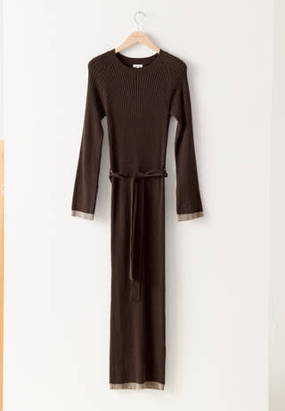 Round Neck Rib Knitted Maxi Dress