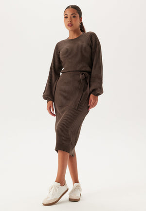 Round Neck Rib Knitted Midi Dress
