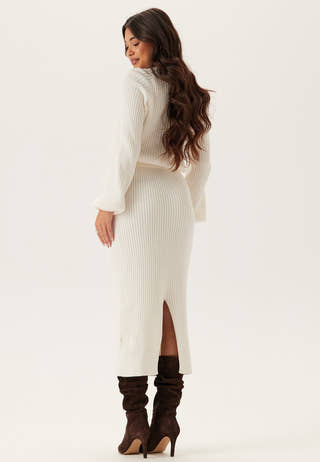 Round Neck Rib Knitted Midi Dress