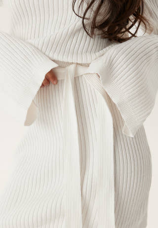 Round Neck Rib Knitted Short Dress