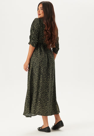 Ruched Sleeve Midi Dress