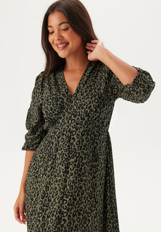 Ruched Sleeve Midi Dress