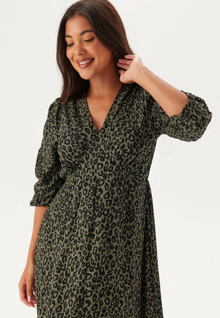 Ruched Sleeve Midi Dress