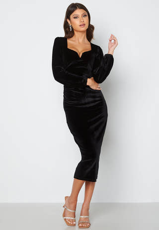 Rudina puff sleeve velvet dress