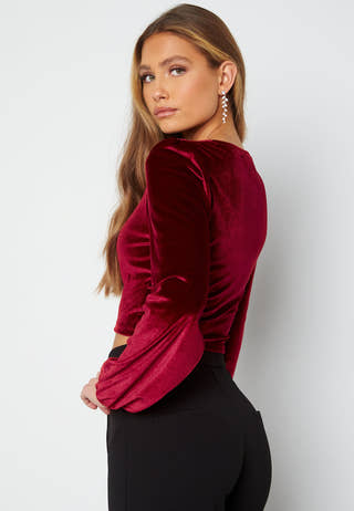 Rudina puff sleeve velvet top