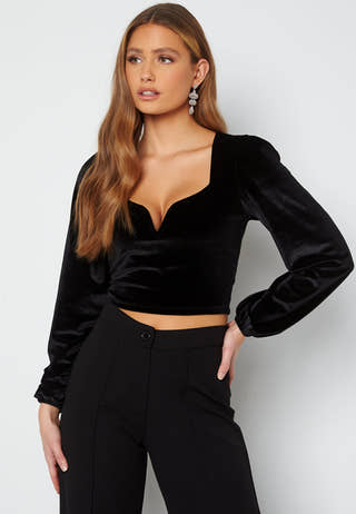 Rudina puff sleeve velvet top